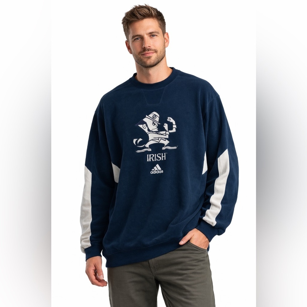 Adidas Notre Dame Fighting Irish Leprechaun Fuzzy Crewneck Sweatshirt